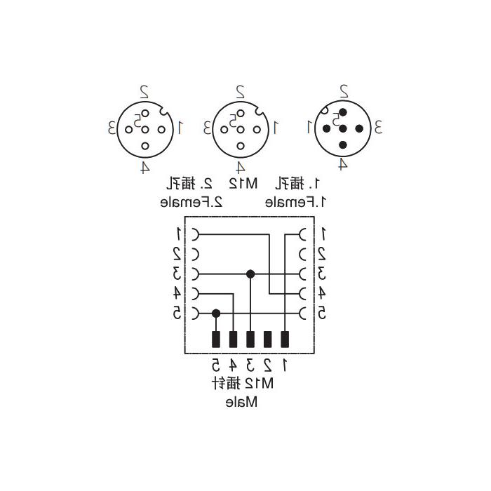 M12 5Pin公头/2M12 5Pin母头、Y型插接器、644331